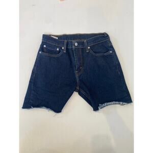 Levi’s 512 Raw Hem Dark Denim Jean Shorts EUC Sz 30 Cotton Stretch Mid Rise